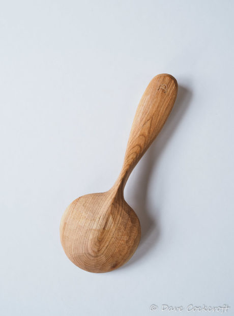 Cherry wood round bowl pocket spoon